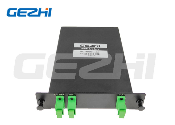 GPON, FTTH सिस्टम में CATV 3 पोर्ट फ़िल्टर ऑप्टिकल WDM स्प्लिटर 1310/1490/1550nm LGX कैसेट मॉड्यूल