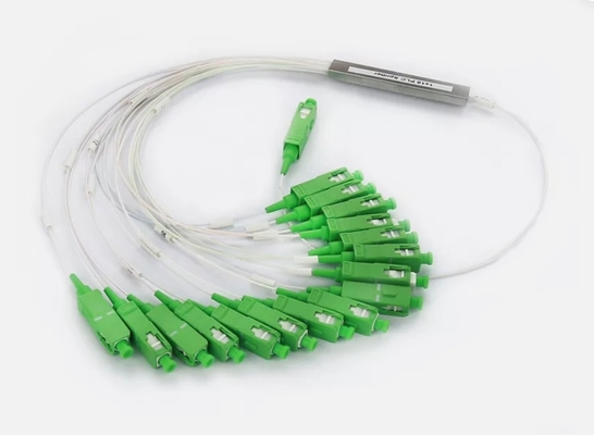 1x2 पीएलसी एससी/एपीसी फाइबर ऑप्टिक स्प्लिटर FTTH SM 0.9mm G657A1 1m ऑप्टिकल फाइबर पीएलसी स्प्लिटर